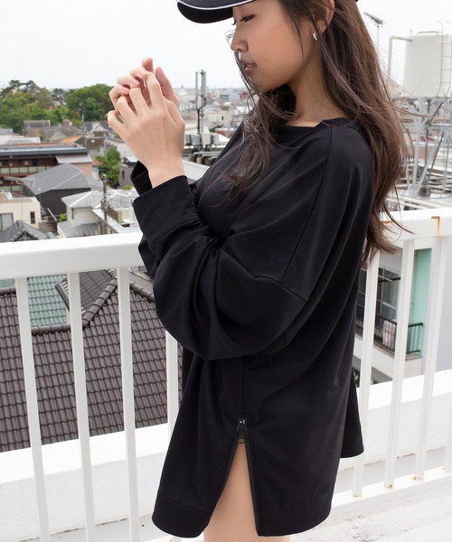 ALL OCCASION（オールオケーション）の「Side waterproof zip long sleeves tee（Tシャツ/カットソー・レディース・ボルドー/ベージュ/ブラック/オフホワイト・L-XL/S-M）」の10枚目の写真