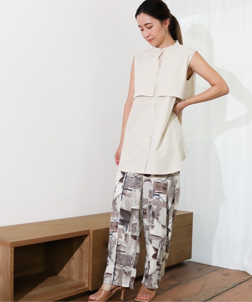 Per sist ence（パーシエンス）の「Per sist ence/パーシエンス　ケープ付き ノースリーブシャツ（シャツ/ブラウス・レディース・ベージュ/オフホワイト/ブラック・FREE）」の10枚目の写真