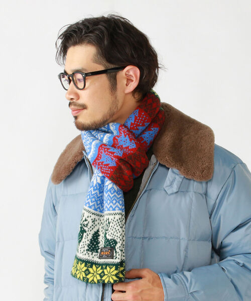 BEAMS PLUS（ビームスプラス）の「BEAMS PLUS / ジャカードノルディックマフラー オレンジ ブルー（マフラー・メンズ・その他/その他1・ONE SIZE）」の4枚目の写真