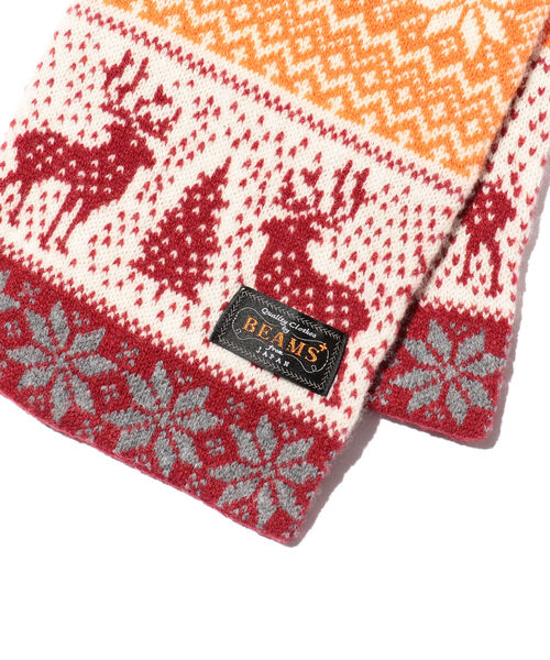 BEAMS PLUS（ビームスプラス）の「BEAMS PLUS / ジャカードノルディックマフラー オレンジ ブルー（マフラー・メンズ・その他/その他1・ONE SIZE）」の7枚目の写真