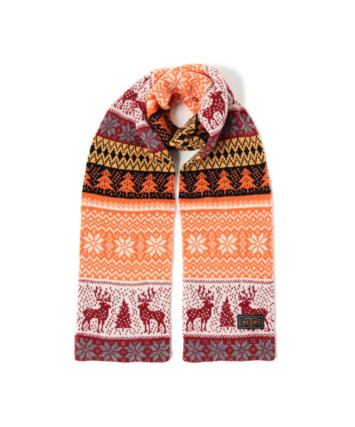BEAMS PLUS（ビームスプラス）の「BEAMS PLUS / ジャカードノルディックマフラー オレンジ ブルー（マフラー・メンズ・その他/その他1・ONE SIZE）」の11枚目の写真