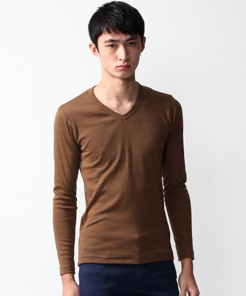 ABAHOUSE（アバハウス）の「トリッキーフライスVネックTシャツ（Tシャツ/カットソー・メンズ・ピンク/キャメル/サックスブルー/カーキ・3/2/4）」の2枚目の写真