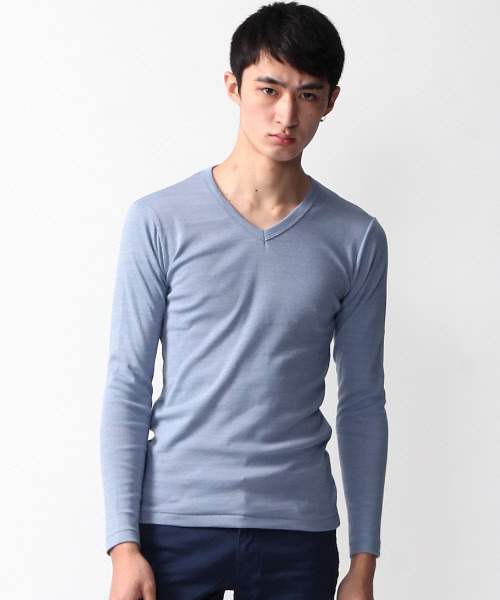 ABAHOUSE（アバハウス）の「トリッキーフライスVネックTシャツ（Tシャツ/カットソー・メンズ・ピンク/キャメル/サックスブルー/カーキ・3/2/4）」の3枚目の写真