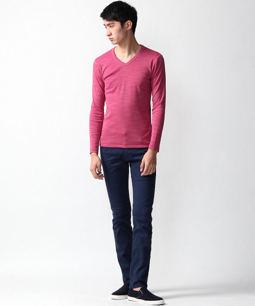 ABAHOUSE（アバハウス）の「トリッキーフライスVネックTシャツ（Tシャツ/カットソー・メンズ・ピンク/キャメル/サックスブルー/カーキ・3/2/4）」の13枚目の写真