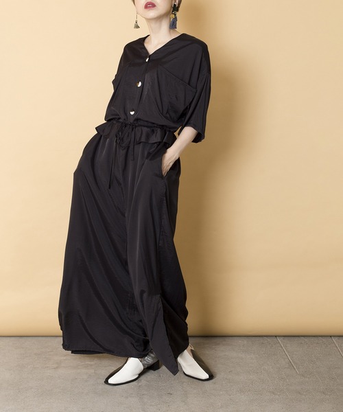 OSMOSIS（オズモーシス）の「ビッグポケットオールインワン（つなぎ/オールインワン・レディース・ブラック/ベージュ/グレー系その他・ONE SIZE）」の11枚目の写真