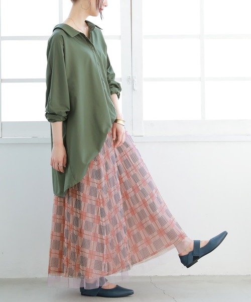 osharewalker（オシャレウォーカー）の「【廃盤】『チュールチェックプリーツスカート』（スカート・レディース・ピンク/ブラック/ネイビー・FREE）」の5枚目の写真