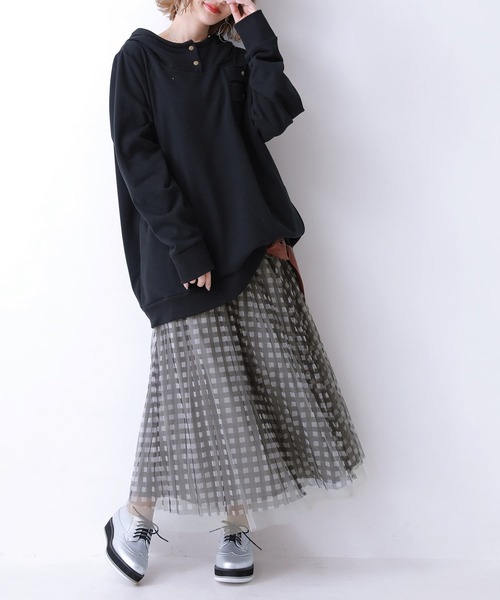 osharewalker（オシャレウォーカー）の「【廃盤】『チュールチェックプリーツスカート』（スカート・レディース・ピンク/ブラック/ネイビー・FREE）」の9枚目の写真