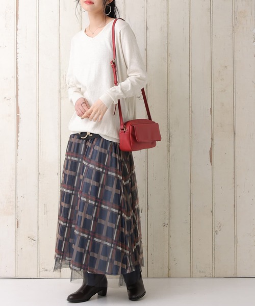 osharewalker（オシャレウォーカー）の「【廃盤】『チュールチェックプリーツスカート』（スカート・レディース・ピンク/ブラック/ネイビー・FREE）」の13枚目の写真