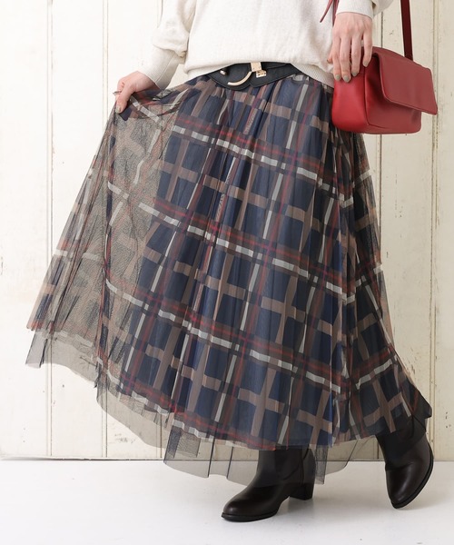 osharewalker（オシャレウォーカー）の「【廃盤】『チュールチェックプリーツスカート』（スカート・レディース・ピンク/ブラック/ネイビー・FREE）」の11枚目の写真