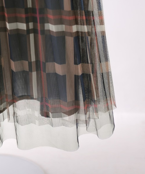 osharewalker（オシャレウォーカー）の「【廃盤】『チュールチェックプリーツスカート』（スカート・レディース・ピンク/ブラック/ネイビー・FREE）」の20枚目の写真