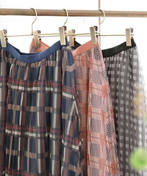 osharewalker（オシャレウォーカー）の「【廃盤】『チュールチェックプリーツスカート』（スカート・レディース・ピンク/ブラック/ネイビー・FREE）」の21枚目の写真