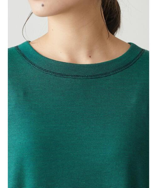 Green　Parks（グリーンパークス）の「ミジンボーダーノースリーブチュニック＊（Tシャツ/カットソー・レディース・チャコールグレー/パープル/ブラウン/グリーン・FREE）」の14枚目の写真