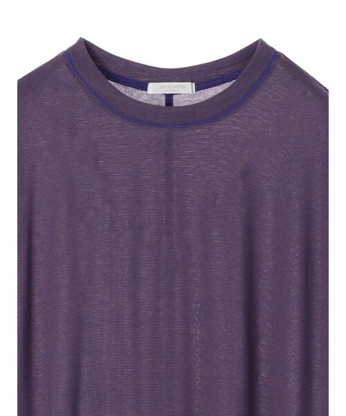 Green　Parks（グリーンパークス）の「ミジンボーダーノースリーブチュニック＊（Tシャツ/カットソー・レディース・チャコールグレー/パープル/ブラウン/グリーン・FREE）」の11枚目の写真