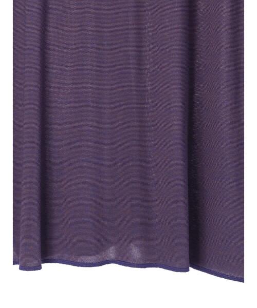 Green　Parks（グリーンパークス）の「ミジンボーダーノースリーブチュニック＊（Tシャツ/カットソー・レディース・チャコールグレー/パープル/ブラウン/グリーン・FREE）」の13枚目の写真