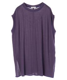 Green　Parks | ミジンボーダーノースリーブチュニック＊(Tシャツ/カットソー)