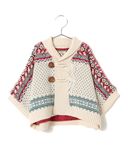 チチカカ（チチカカ）の「【KIDS】ジャガードニットドルマンカーディガン（カーディガン/ボレロ・キッズ・オフホワイト/レッド・110/100/90）」の2枚目の写真