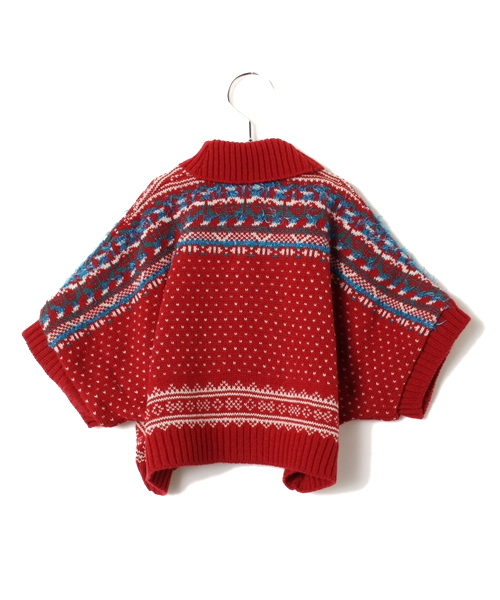 チチカカ（チチカカ）の「【KIDS】ジャガードニットドルマンカーディガン（カーディガン/ボレロ・キッズ・オフホワイト/レッド・110/100/90）」の3枚目の写真