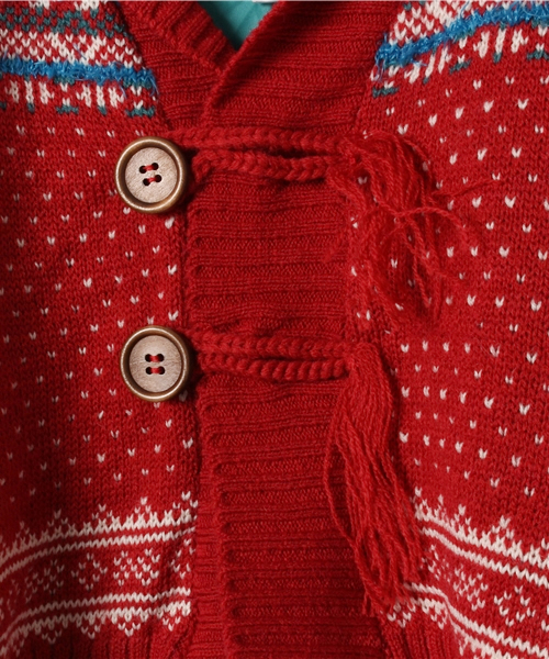 チチカカ（チチカカ）の「【KIDS】ジャガードニットドルマンカーディガン（カーディガン/ボレロ・キッズ・オフホワイト/レッド・110/100/90）」の5枚目の写真