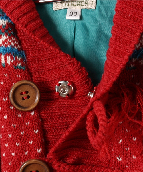 チチカカ（チチカカ）の「【KIDS】ジャガードニットドルマンカーディガン（カーディガン/ボレロ・キッズ・オフホワイト/レッド・110/100/90）」の8枚目の写真