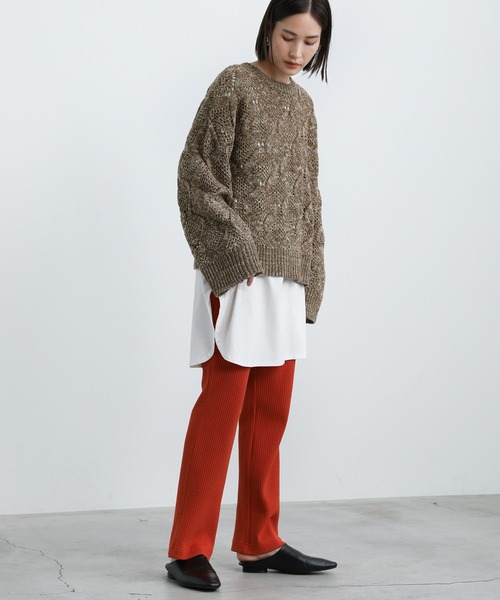 select MOCA(セレクトモカ)の「クルーネックダイヤ編みニット(ニット/セーター・レディース・ブラウン/マスタード/ラベンダー・FREE)」の17枚目の写真