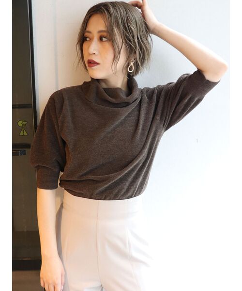 MURUA（ムルーア）の「パイルタッチハーフニット（ニット/セーター・レディース・パープル/ブラウン/アイボリー・FREE）」の3枚目の写真