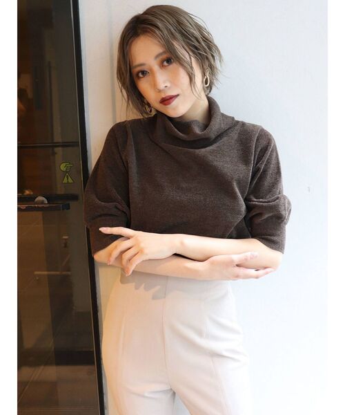 MURUA（ムルーア）の「パイルタッチハーフニット（ニット/セーター・レディース・パープル/ブラウン/アイボリー・FREE）」の5枚目の写真