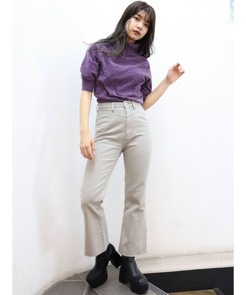 MURUA（ムルーア）の「パイルタッチハーフニット（ニット/セーター・レディース・パープル/ブラウン/アイボリー・FREE）」の8枚目の写真