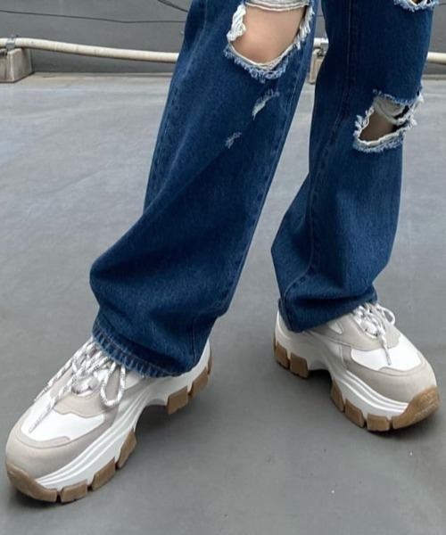 WEGO（ウィゴー）の「WEGO/デザインソールスニーカー（スニーカー・レディース・ブラック/ホワイト/ベージュ/ブラック系その他/ホワイト系その他/グレー・LARGE/MEDIUM）」の6枚目の写真