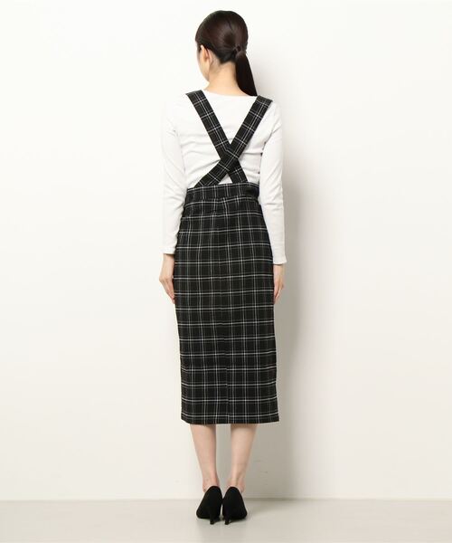 INCEDE（インシード）の「チェック柄　スーパーストレッチサス付きスカート（ジャンパースカート・レディース・ブラック/ベージュ/ブラウン・M/L/LL/3L/4L）」の8枚目の写真