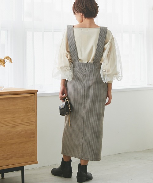 INCEDE（インシード）の「チェック柄　スーパーストレッチサス付きスカート（ジャンパースカート・レディース・ブラック/ベージュ/ブラウン・M/L/LL/3L/4L）」の10枚目の写真