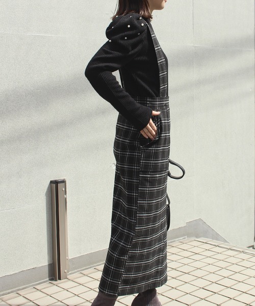 INCEDE（インシード）の「チェック柄　スーパーストレッチサス付きスカート（ジャンパースカート・レディース・ブラック/ベージュ/ブラウン・M/L/LL/3L/4L）」の17枚目の写真