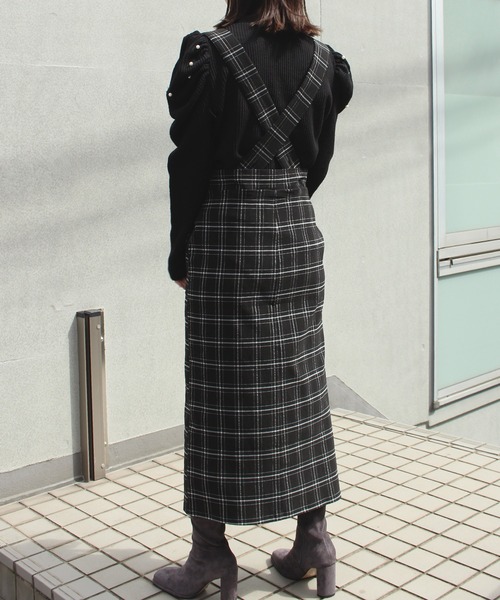 INCEDE（インシード）の「チェック柄　スーパーストレッチサス付きスカート（ジャンパースカート・レディース・ブラック/ベージュ/ブラウン・M/L/LL/3L/4L）」の19枚目の写真