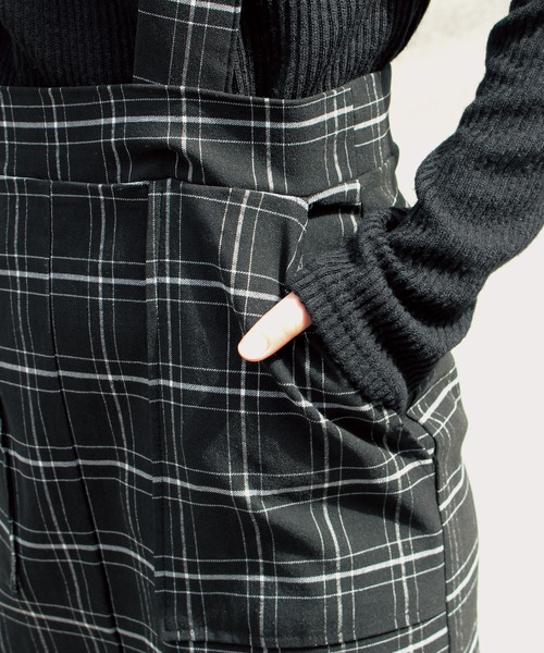 INCEDE（インシード）の「チェック柄　スーパーストレッチサス付きスカート（ジャンパースカート・レディース・ブラック/ベージュ/ブラウン・M/L/LL/3L/4L）」の20枚目の写真