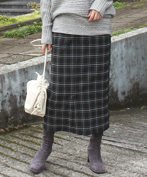 INCEDE（インシード）の「チェック柄　スーパーストレッチサス付きスカート（ジャンパースカート・レディース・ブラック/ベージュ/ブラウン・M/L/LL/3L/4L）」の22枚目の写真