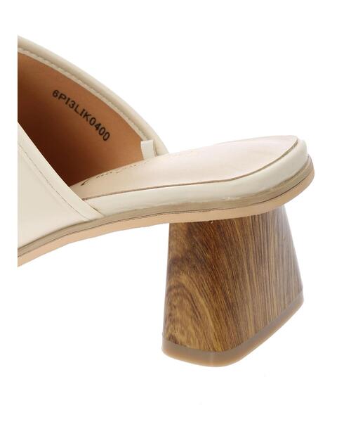 Green Parks(グリーンパークス)の「・minia スクエアトゥミュール*(サンダル・レディース・ブラック/アイボリー・LL/S/M/L)」の5枚目の写真