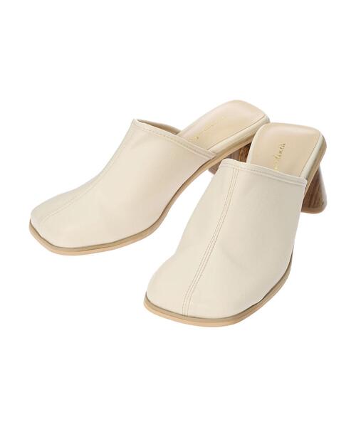 Green Parks(グリーンパークス)の「・minia スクエアトゥミュール*(サンダル・レディース・ブラック/アイボリー・LL/S/M/L)」の7枚目の写真