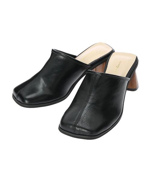 Green Parks(グリーンパークス)の「・minia スクエアトゥミュール*(サンダル・レディース・ブラック/アイボリー・LL/S/M/L)」の10枚目の写真