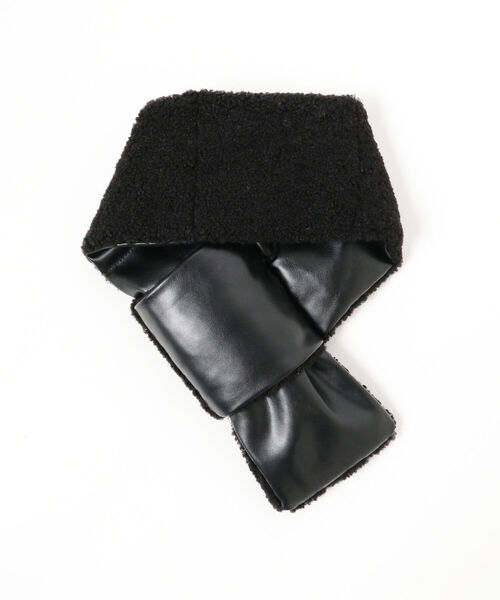 Ray BEAMS(レイビームス)の「Ray BEAMS / フェイクレザー 中綿 コンビ マフラー(マフラー・レディース・ブラック/グリーン・ONE SIZE)」の8枚目の写真