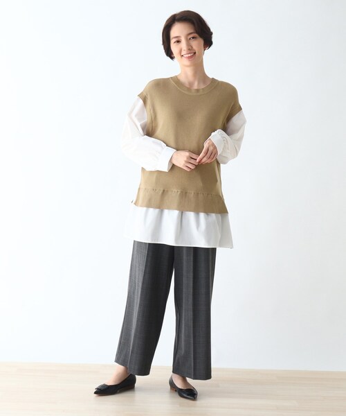 DRESKIP(ドレスキップ)の「◆シャツドッキングニットプルオーバー(ニット/セーター・レディース・ブラック/カーキ/サンドベージュ・02/03/04)」の10枚目の写真