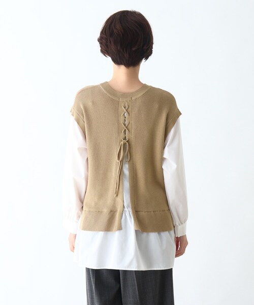 DRESKIP(ドレスキップ)の「◆シャツドッキングニットプルオーバー(ニット/セーター・レディース・ブラック/カーキ/サンドベージュ・02/03/04)」の9枚目の写真