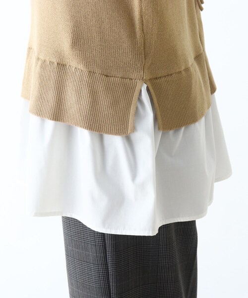 DRESKIP(ドレスキップ)の「◆シャツドッキングニットプルオーバー(ニット/セーター・レディース・ブラック/カーキ/サンドベージュ・02/03/04)」の7枚目の写真
