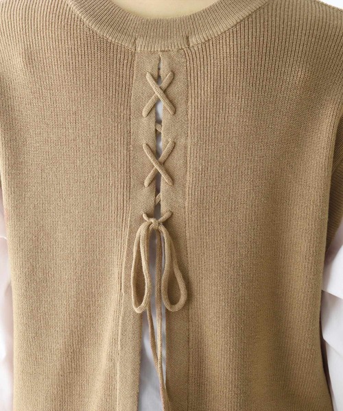 DRESKIP(ドレスキップ)の「◆シャツドッキングニットプルオーバー(ニット/セーター・レディース・ブラック/カーキ/サンドベージュ・02/03/04)」の5枚目の写真