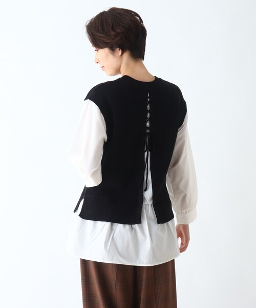 DRESKIP(ドレスキップ)の「◆シャツドッキングニットプルオーバー(ニット/セーター・レディース・ブラック/カーキ/サンドベージュ・02/03/04)」の11枚目の写真