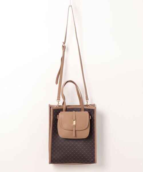 mysty woman(ミスティウーマン)の「モノグラムアウトミニバッグ 236643(トートバッグ・レディース・ベージュ/ブラウン/ダークブラウン/ライトベージュ・FREE)」の6枚目の写真