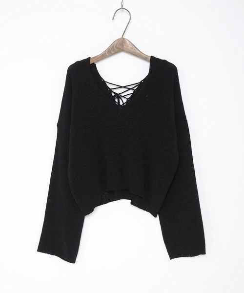 Crisp yours(クリスプユアーズ)の「【WEB限定】バックレースアップニット(ニット/セーター・レディース・ブラック/ブラウン/アイボリー/マスタード・FREE)」の22枚目の写真