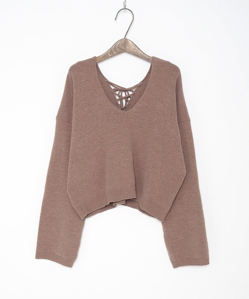 Crisp yours(クリスプユアーズ)の「【WEB限定】バックレースアップニット(ニット/セーター・レディース・ブラック/ブラウン/アイボリー/マスタード・FREE)」の12枚目の写真