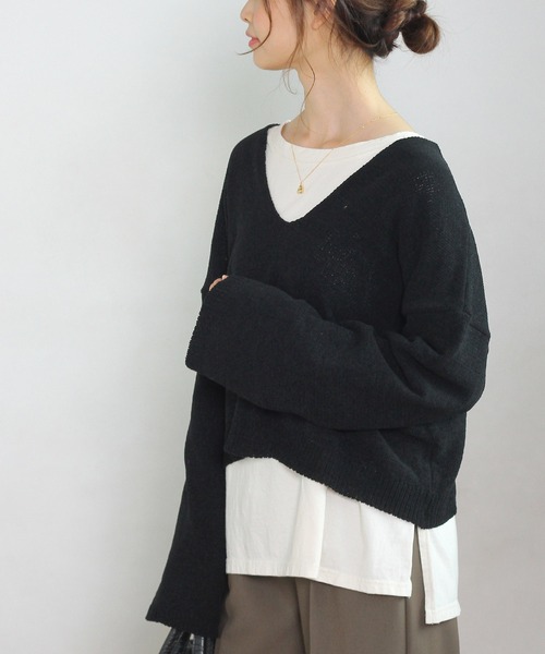 Crisp yours(クリスプユアーズ)の「【WEB限定】バックレースアップニット(ニット/セーター・レディース・ブラック/ブラウン/アイボリー/マスタード・FREE)」の5枚目の写真