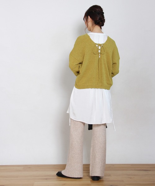 Crisp yours(クリスプユアーズ)の「【WEB限定】バックレースアップニット(ニット/セーター・レディース・ブラック/ブラウン/アイボリー/マスタード・FREE)」の17枚目の写真