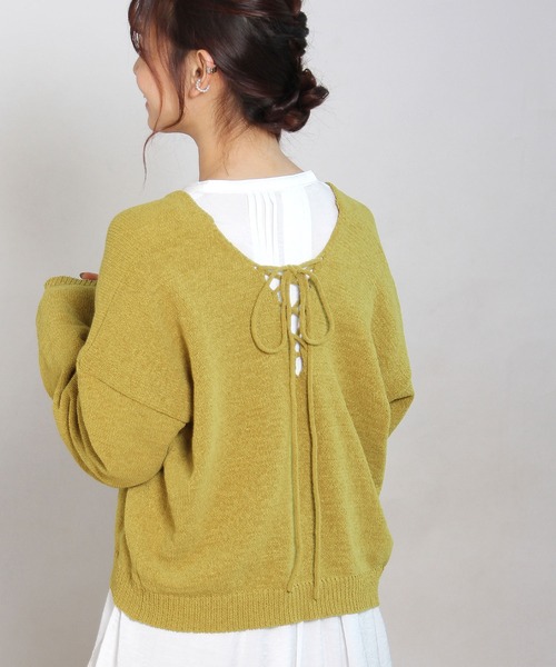 Crisp yours(クリスプユアーズ)の「【WEB限定】バックレースアップニット(ニット/セーター・レディース・ブラック/ブラウン/アイボリー/マスタード・FREE)」の11枚目の写真