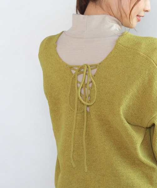 Crisp yours(クリスプユアーズ)の「【WEB限定】バックレースアップニット(ニット/セーター・レディース・ブラック/ブラウン/アイボリー/マスタード・FREE)」の18枚目の写真